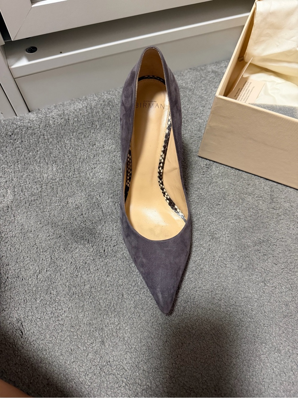 Alexandre Birman Gray Suede Pointed-Toe Pump